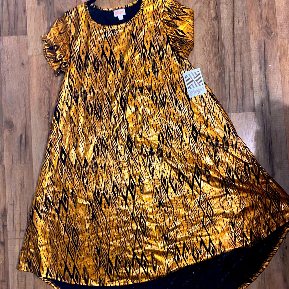 LuLaRoe Metallic Gold High- Lo Carly Dress